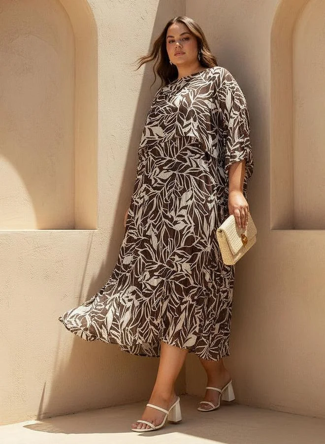 Ulla Popken Ulla Popken A-line Maxi Dress with Cape
